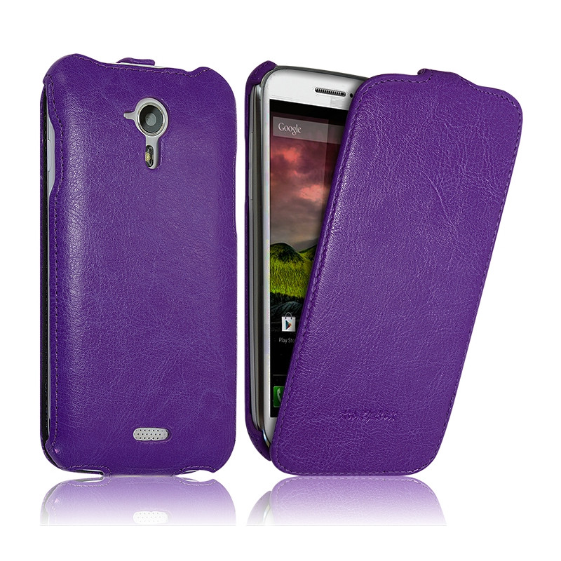 Housse Etui Coque Rigide Clapet pour Wiko Cink Five Couleur Violet + Film de Protection
