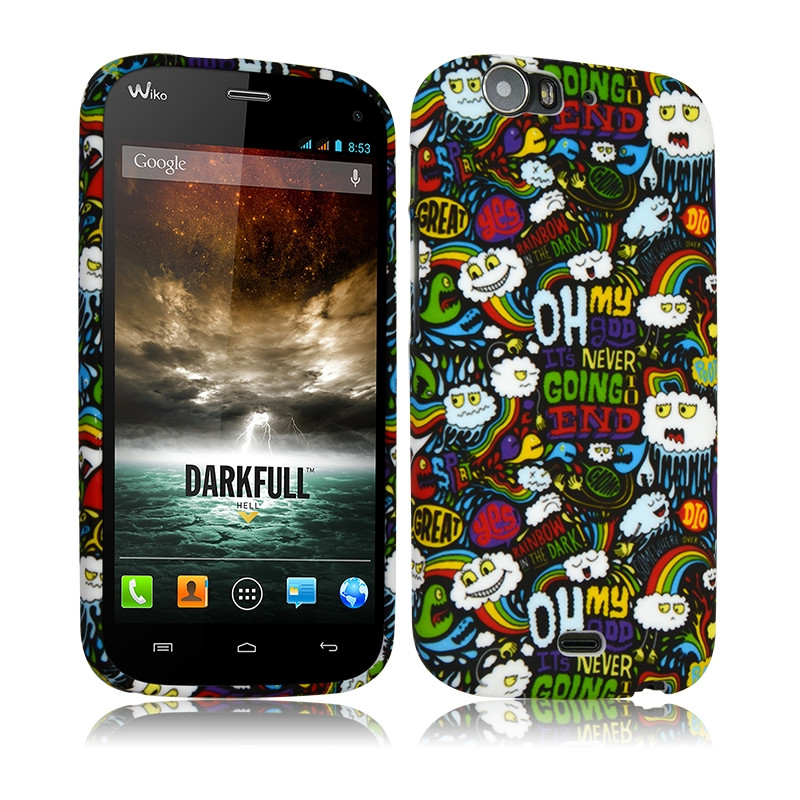 Housse Etui Coque Semi Rigide pour Wiko Darkfull avec Motif LM18 + Film de Protection