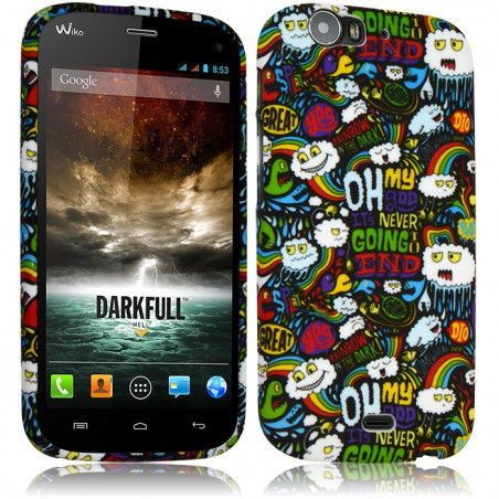 Housse Etui Coque Semi Rigide pour Wiko Darkfull avec Motif LM18 + Film de Protection