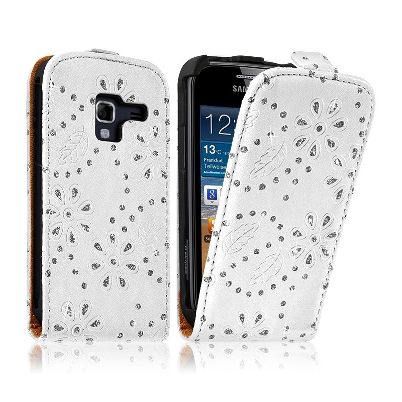 Housse Coque Etui pour Samsung Galaxy Ace 2 Style Diamant Couleur Blanc