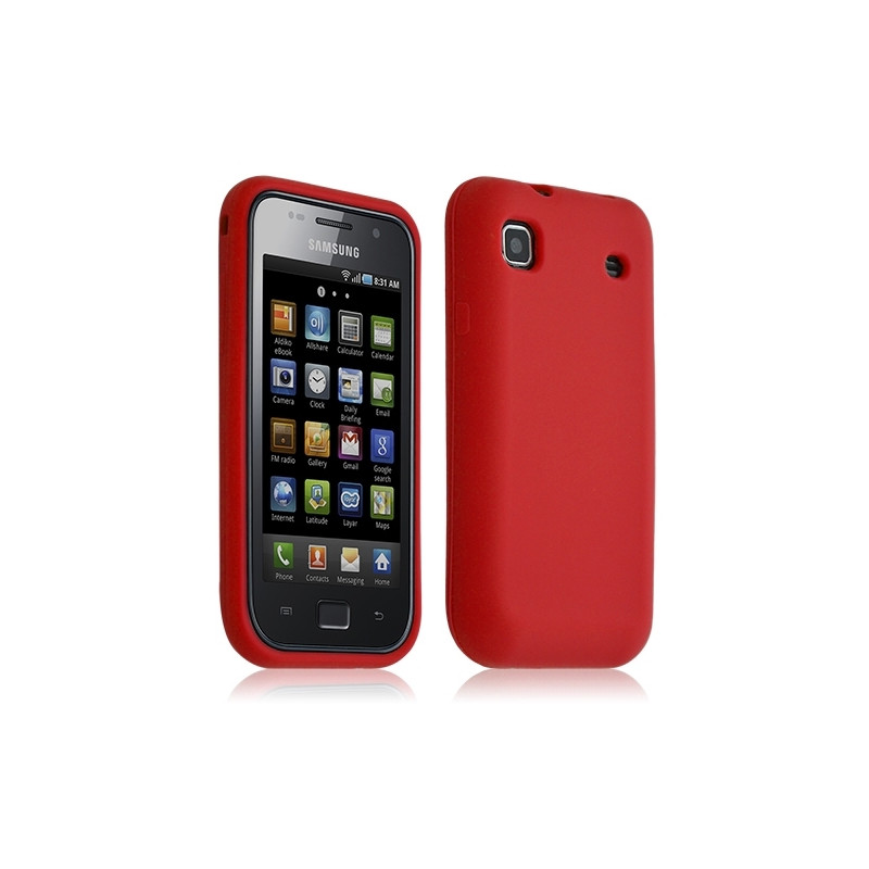 Housse etui coque en silicone semi-translucide pour Samsung Galaxy S i9000 couleur Rouge