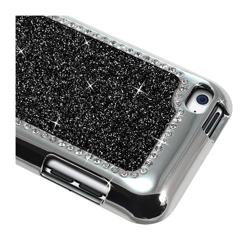 Housse Etui Coque Rigide pour Apple iPod Touch 4G Style Paillette aux Diamants Couleur Noir