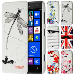 Coque Housse Etui à rabat latéral et porte-carte pour Nokia Lumia 625 avec motif  + Film de Protection