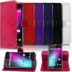 Housse Coque Etui S-view Universel Couleur Rose Fushia pour Archos 50b Platinium