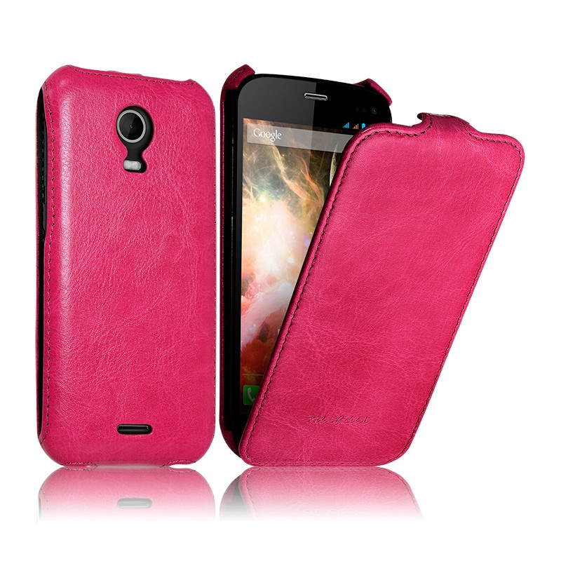 Housse Etui Coque Rigide à Clapet pour Wiko Darkmoon Couleur Rose Fushia + Film de Protection