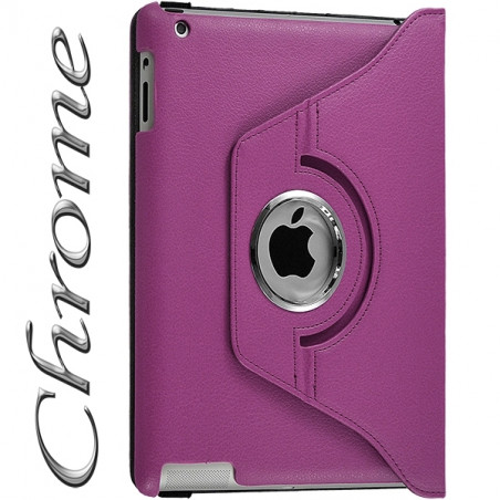 Housse Coque Etui Anneau style Chrome pour tablette Apple iPad 2, 3, 4 et Retina avec Rotation à 360 degrés couleur 