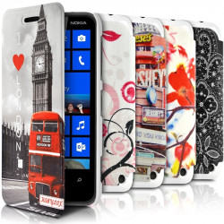 Coque Housse Etui à rabat latéral et porte-carte avec motif  pour Nokia Lumia 620 + Film de protection 
