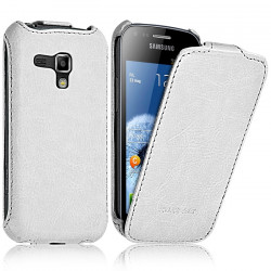 Housse Etui Coque Rigide à Clapet pour Samsung Galaxy Trend Couleur Blanc + Film de Protection