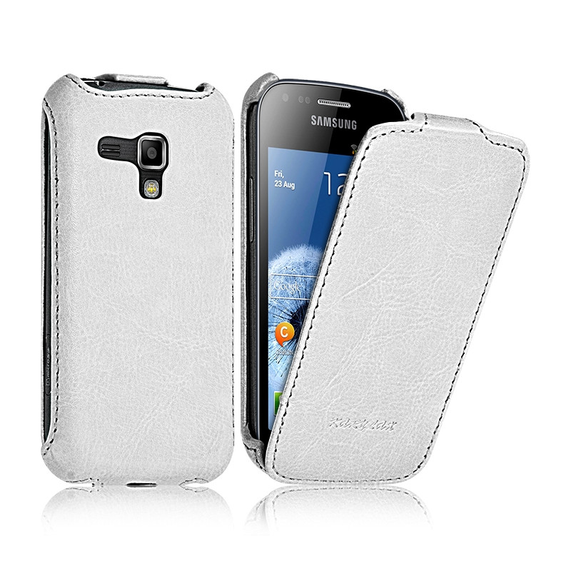 Housse Etui Coque Rigide à Clapet pour Samsung Galaxy Trend Couleur Blanc + Film de Protection
