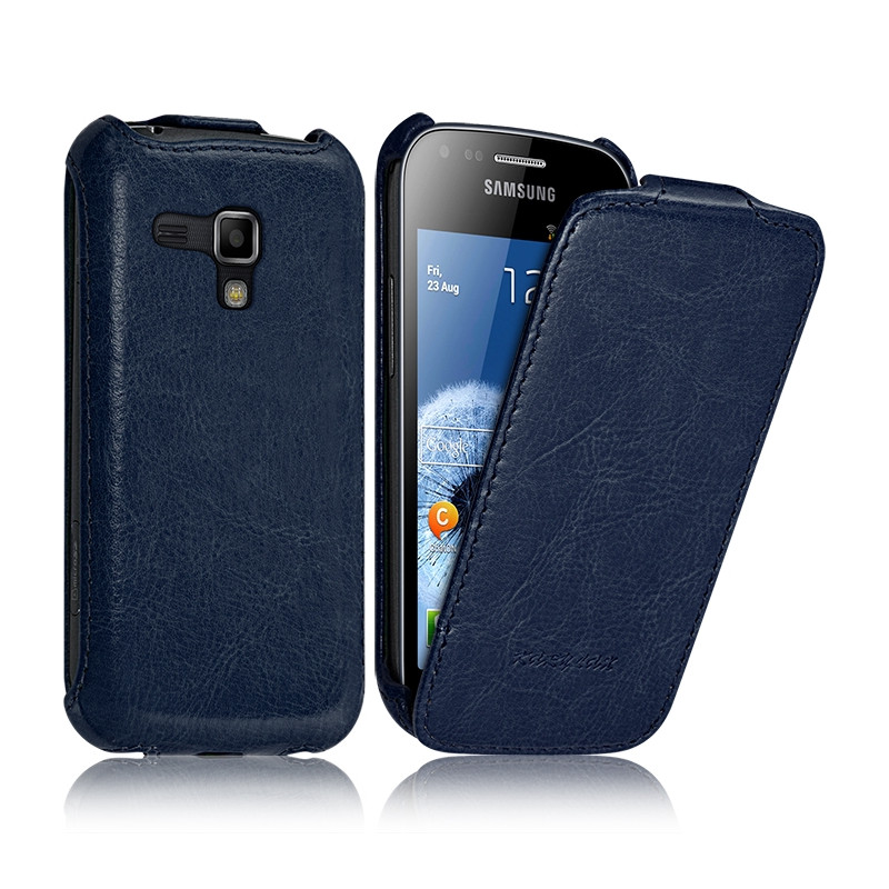 Housse Etui Coque Rigide à Clapet pour Samsung Galaxy Trend Couleur Bleu + Film de Protection