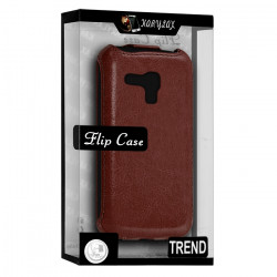 Housse Etui Coque Rigide à Clapet pour Samsung Galaxy Trend Couleur Marron + Film de Protection