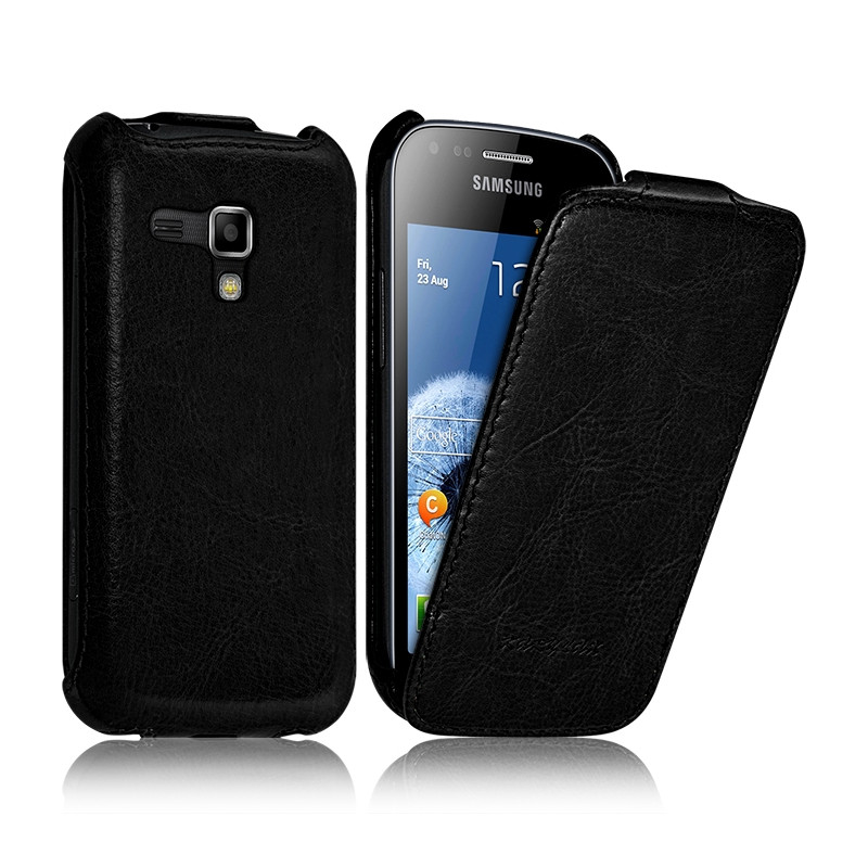 Housse Etui Coque Rigide à Clapet pour Samsung Galaxy Trend Couleur Noir + Film de Protection