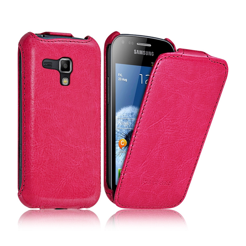 Housse Etui Coque Rigide à Clapet pour Samsung Galaxy Trend Couleur Rose Fushia + Film de Protection