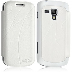 Coque Housse Etui à rabat latéral et porte-carte pour Samsung Galaxy Trend couleur Blanc + Film de Protection