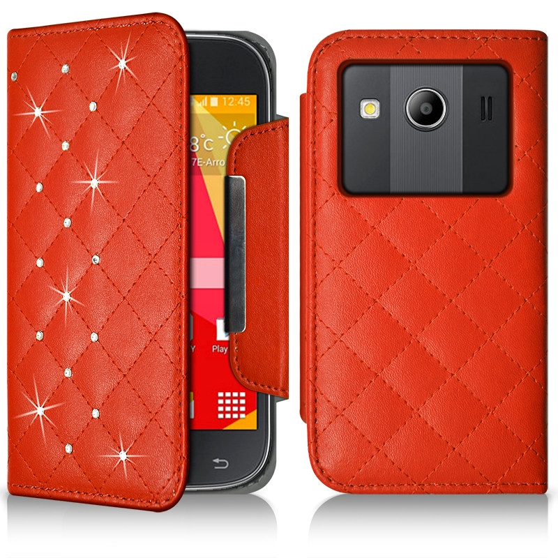 Housse Coque Etui Portefeuille Style Diamant Universel S couleur pour Samsung Galaxy Ace 4