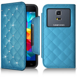 Housse Coque Etui Portefeuille Style Diamant Universel S couleur pour Samsung Galaxy S5 mini