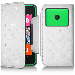 Housse Coque Etui Portefeuille Style Diamant Universel S couleur pour Nokia Lumia 530