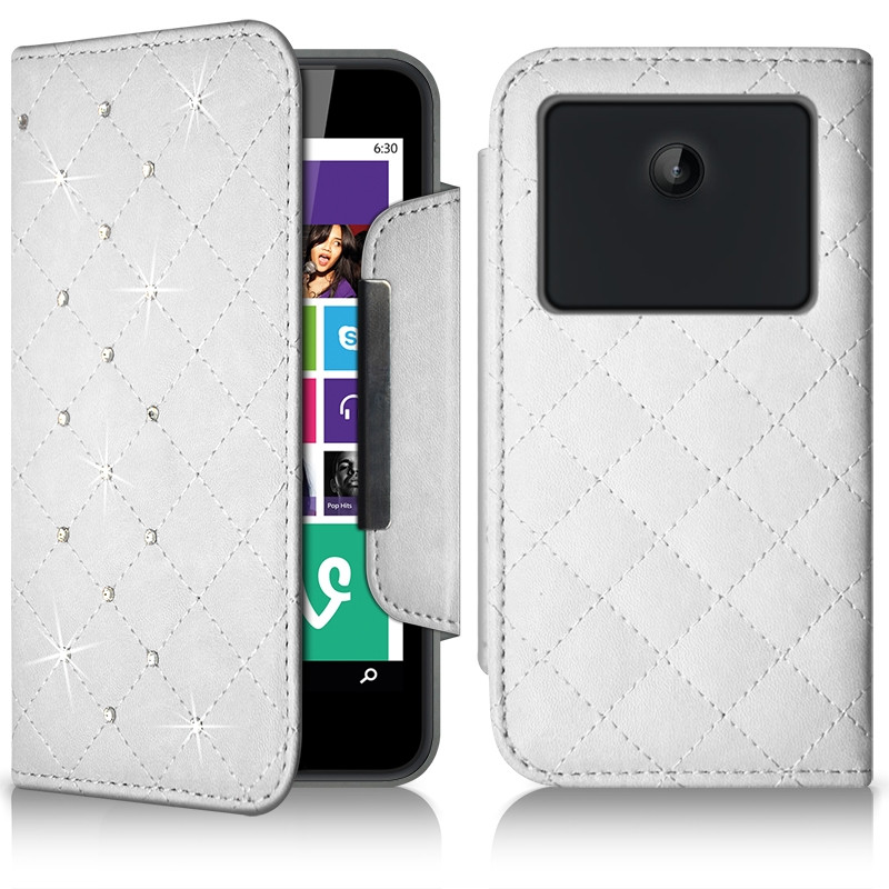 Housse Coque Etui Portefeuille Style Diamant Universel S couleur pour Nokia Lumia 635