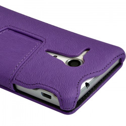 Coque Housse Etui avec Rabat Latéral Fonction Support pour Sony Xperia SP couleur Violet + Film de Protection