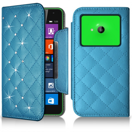 Housse Coque Etui Portefeuille Style Diamant Universel M couleur pour Nokia Lumia 535 