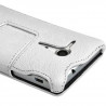 Coque Housse Etui avec Rabat Latéral Fonction Support pour Sony Xperia SP couleur Blanc + Film de Protection