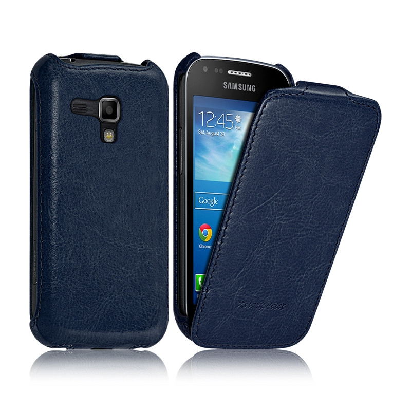 Housse Etui Coque Rigide à Clapet pour Samsung Galaxy Trend PLUS Couleur Bleu + Film de Protection