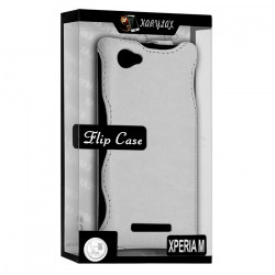 Housse Etui Coque Rigide à Clapet pour Sony Xperia M Couleur Blanc + Film de Protection