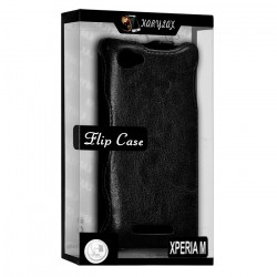 Housse Etui Coque Rigide à Clapet pour Sony Xperia M Couleur Noir + Film de Protection