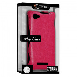 Housse Etui Coque Rigide à Clapet pour Sony Xperia M Couleur Rose Fushia + Film de Protection