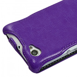 Housse Etui Coque Rigide à Clapet pour Sony Xperia M Couleur Violet + Film de Protection