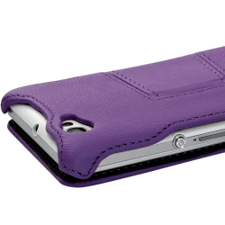 Coque Housse Etui avec Rabat Latéral Fonction Support pour Sony Xperia M couleur Violet + Film de Protection