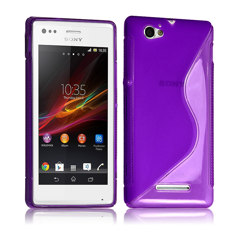 Housse Coque Etui S-Line Couleur Violet pour Sony Xperia M + Film  de Protection