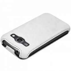 Housse Etui Coque Rigide à Clapet pour Samsung Galaxy Ace 3 Couleur Blanc + Film de Protection