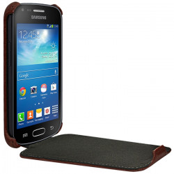 Housse Etui Coque Rigide à Clapet pour Samsung Galaxy Ace 3 Couleur Marron + Film de Protection