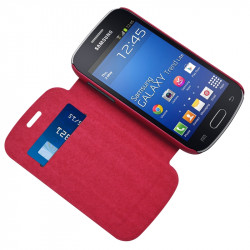 Etui à rabat porte-carte pour Samsung Galaxy Trend Lite couleur Rose Fushia + Film de Protection