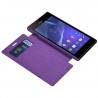 Housse Etui à rabat latéral et porte-carte pour Sony Xperia M2 couleur Violet + Film de Protection