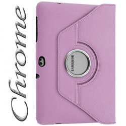 Housse Coque Etui Anneau Style Chrome Pour Samsung Galaxy Tab 10.1 P7500 Avec Rotation 360 Degrés Couleur Rose Pâle