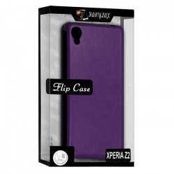 Housse Etui Coque Rigide à Clapet pour Sony Xperia Z2 Couleur Violet + Film de Protection