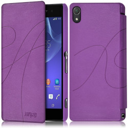 Etui à rabat porte-carte pour Sony Xperia Z2 couleur Violet + Film de Protection