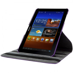 Housse Coque Etui Anneau Style Chrome Pour Samsung Galaxy Tab 10.1 P7500 Avec Rotation 360 Degrés Couleur Violet