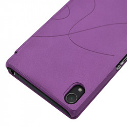 Coque Housse Etui à rabat latéral et porte-carte pour Sony Xperia Z2 couleur Violet + Film de Protection