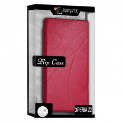 Etui à rabat porte-carte pour Sony Xperia Z2 couleur Rose Fushia + Film de Protection
