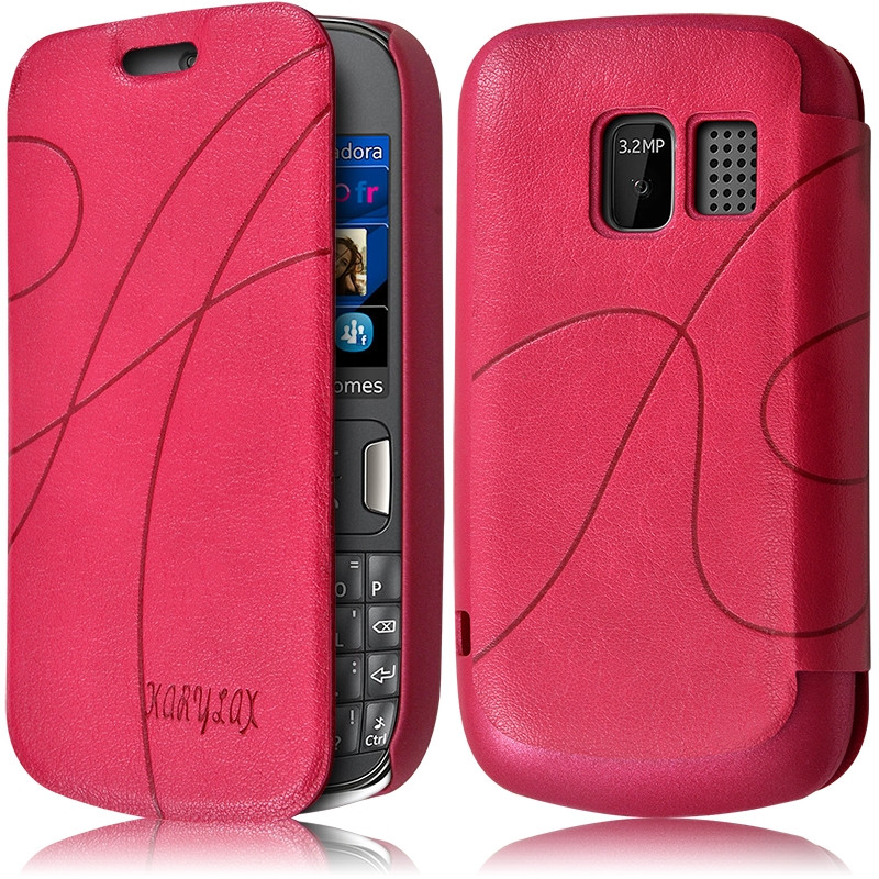 Coque Housse Etui à rabat latéral et porte-carte pour Nokia Asha 302 couleur rose fushia + Film de Protection