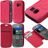 Etui Porte Carte pour Nokia Asha 302 couleur rose fushia + Film de Protection