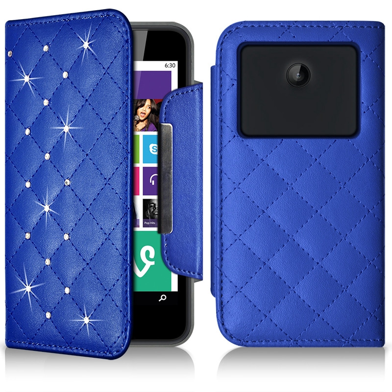 Housse Coque Etui Portefeuille Style Diamant Universel S couleur bleu clair pour Nokia Lumia 635