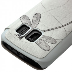 Coque Housse Etui à rabat latéral et porte-carte pour Nokia Asha 302 avec motif LM01 + Film de Protection