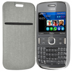 Coque Housse Etui à rabat latéral et porte-carte pour Nokia Asha 302 avec motif LM01 + Film de Protection