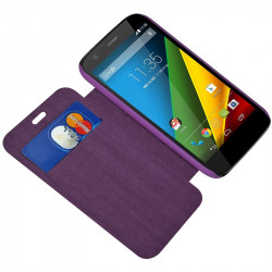 Etui à rabat porte-carte pour Motorola Moto G couleur violet + Film de Protection