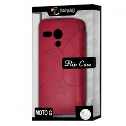 Etui à rabat porte-carte pour Motorola Moto G couleur rose fushia + Film de Protection