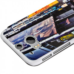 Coque Housse Etui à rabat latéral et porte-carte pour HTC One M8 avec motif KJ26B + Film de Protection